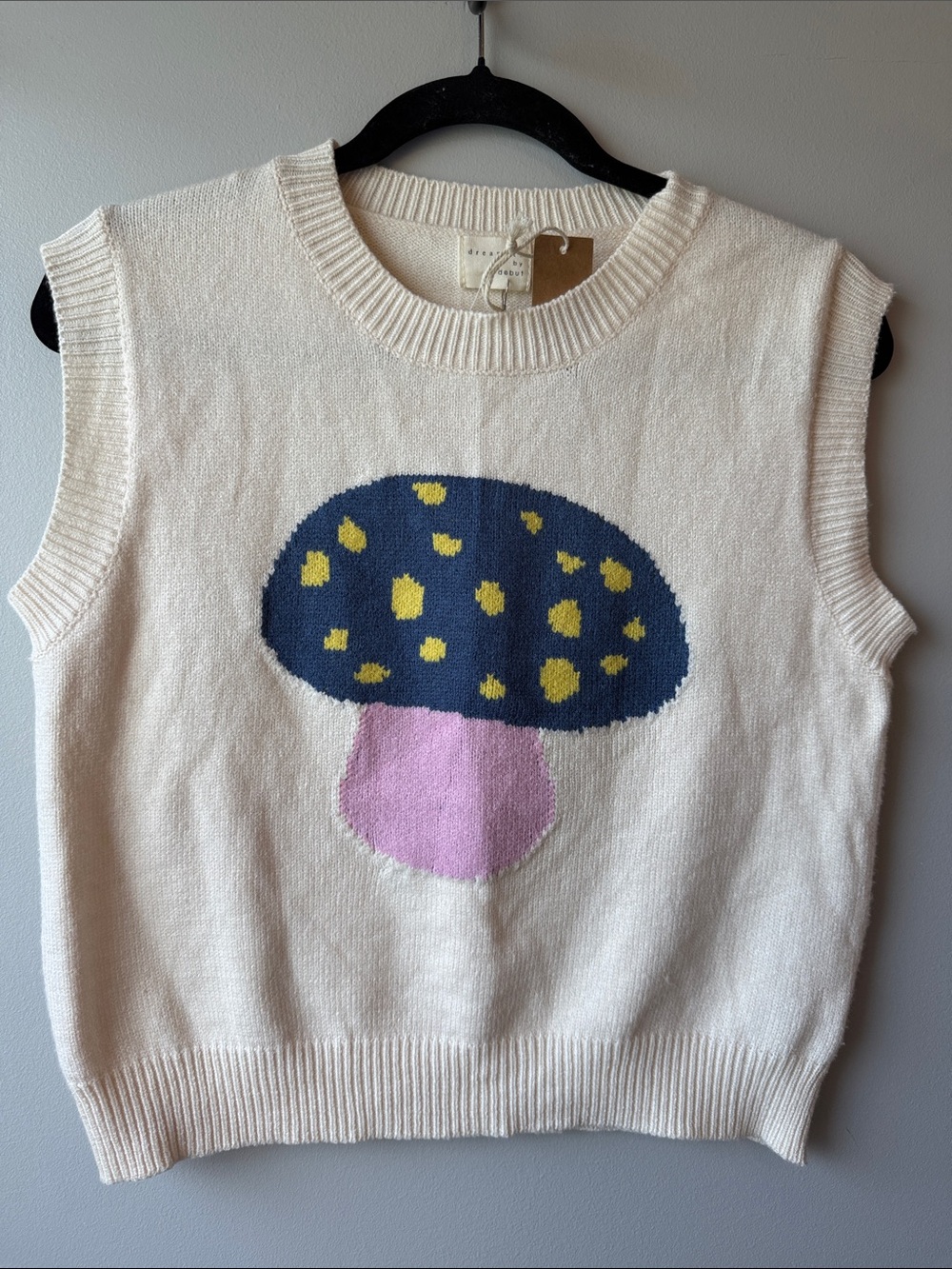 Dreamers by Debut Mushroom Sweater Vest soft size small new